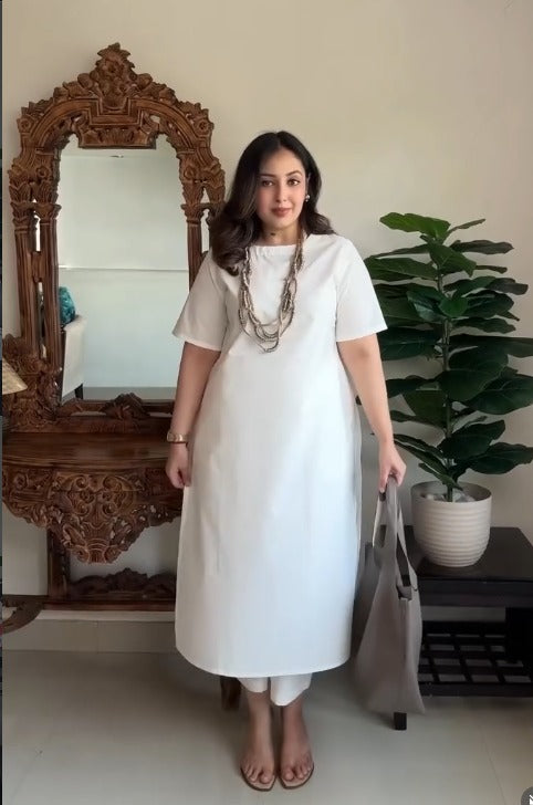 Sivaka Solid Cotton Kurta with Trousers