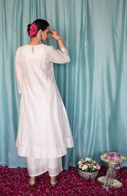 Sufi Chanderi Set with Off White Silk Organza Dupatta