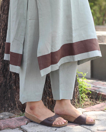 Coffee Stripe Premium Linen Kurta set