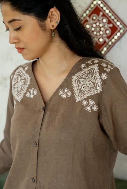 Bistre Brown Linen Co-ord Set