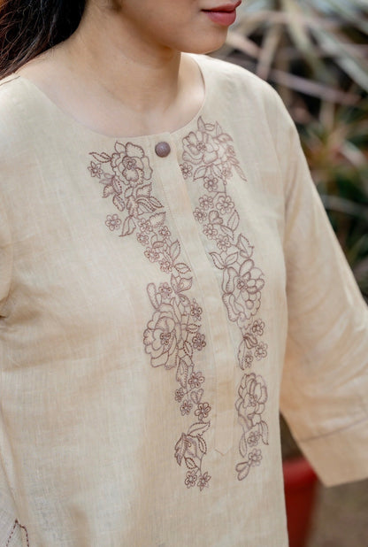 Beaver Ivory-Rust Linen Pair