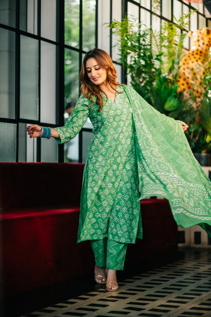 Lime Dabu Straight Suit Set
