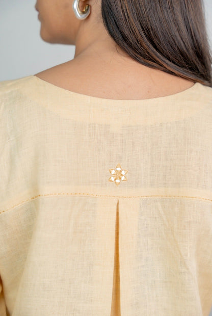 Mellow Yellow-White Linen Pair