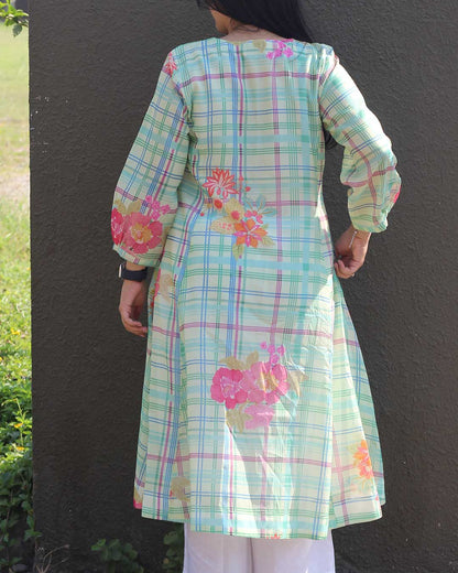 Mint Sorbet Checks Long Kurta
