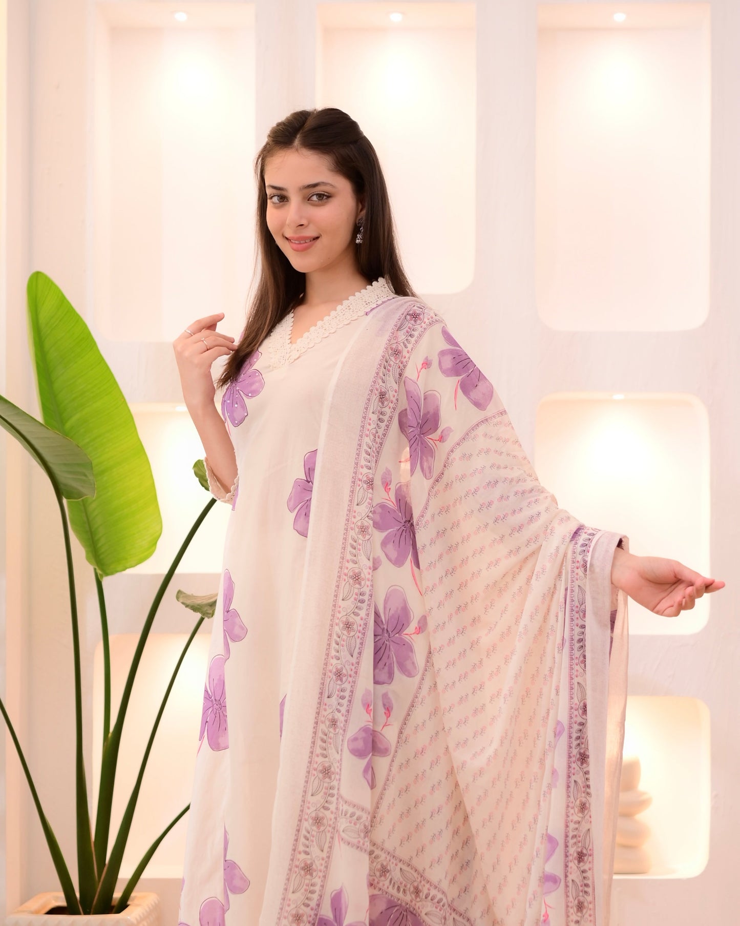 Orchid Flora Cotton A Line Suit