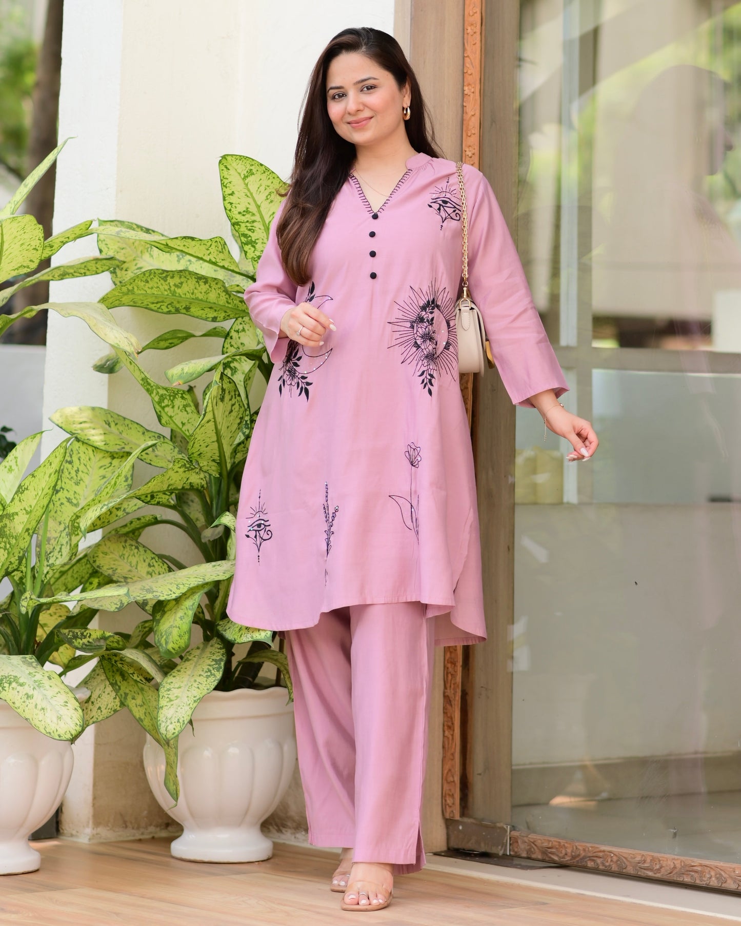 Mauve Lunar Threadwork Classic Co-ord
