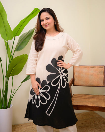 Monochrome Muse Bold Botanica Cotton Kurta Set