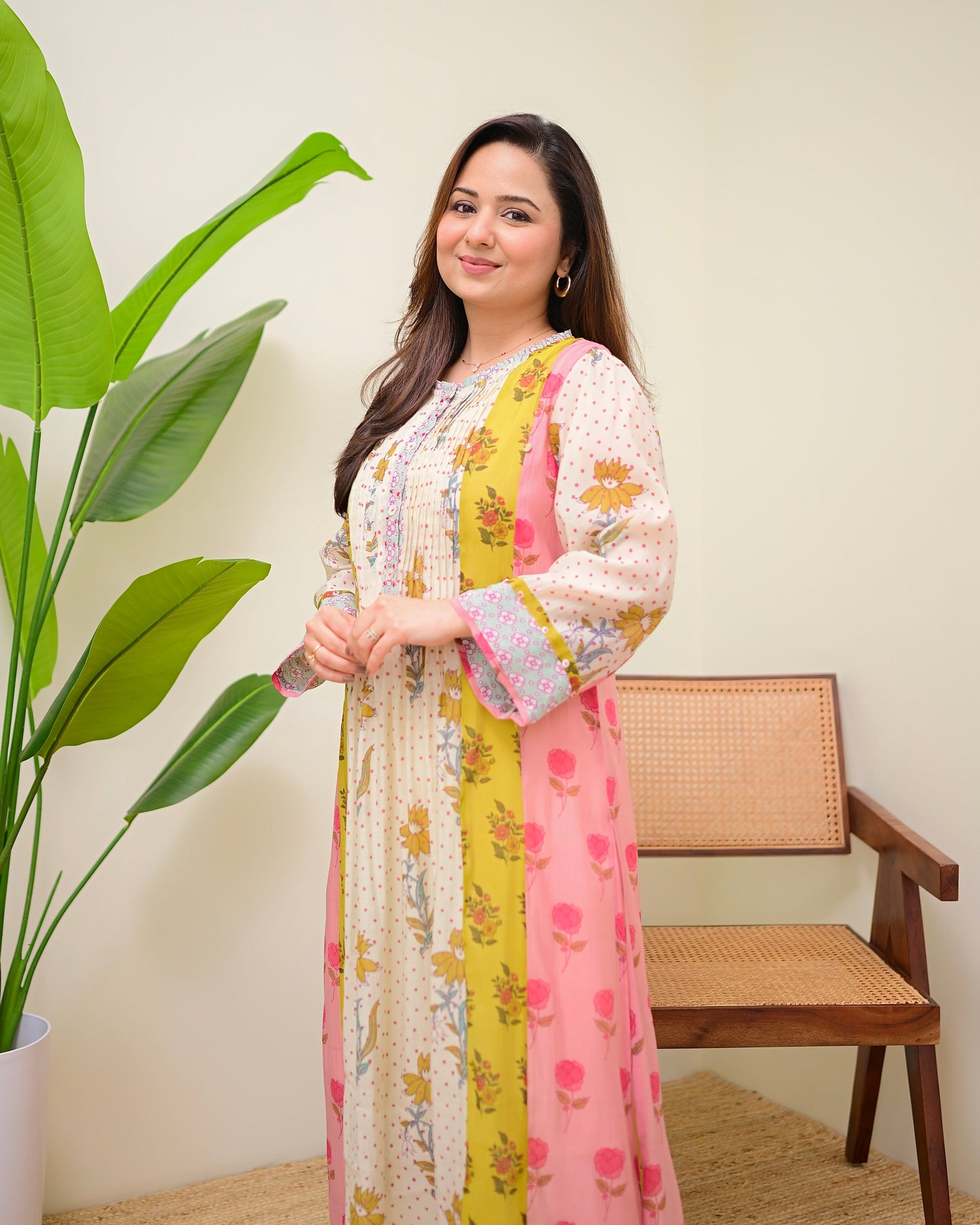 Vintage Floral Daydream Pintex A Line Kurta Set