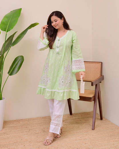 Mint Meher Handwork A Line Kurta Set