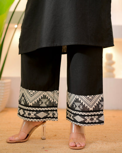 Black Boho Woven Cotton Co-ord