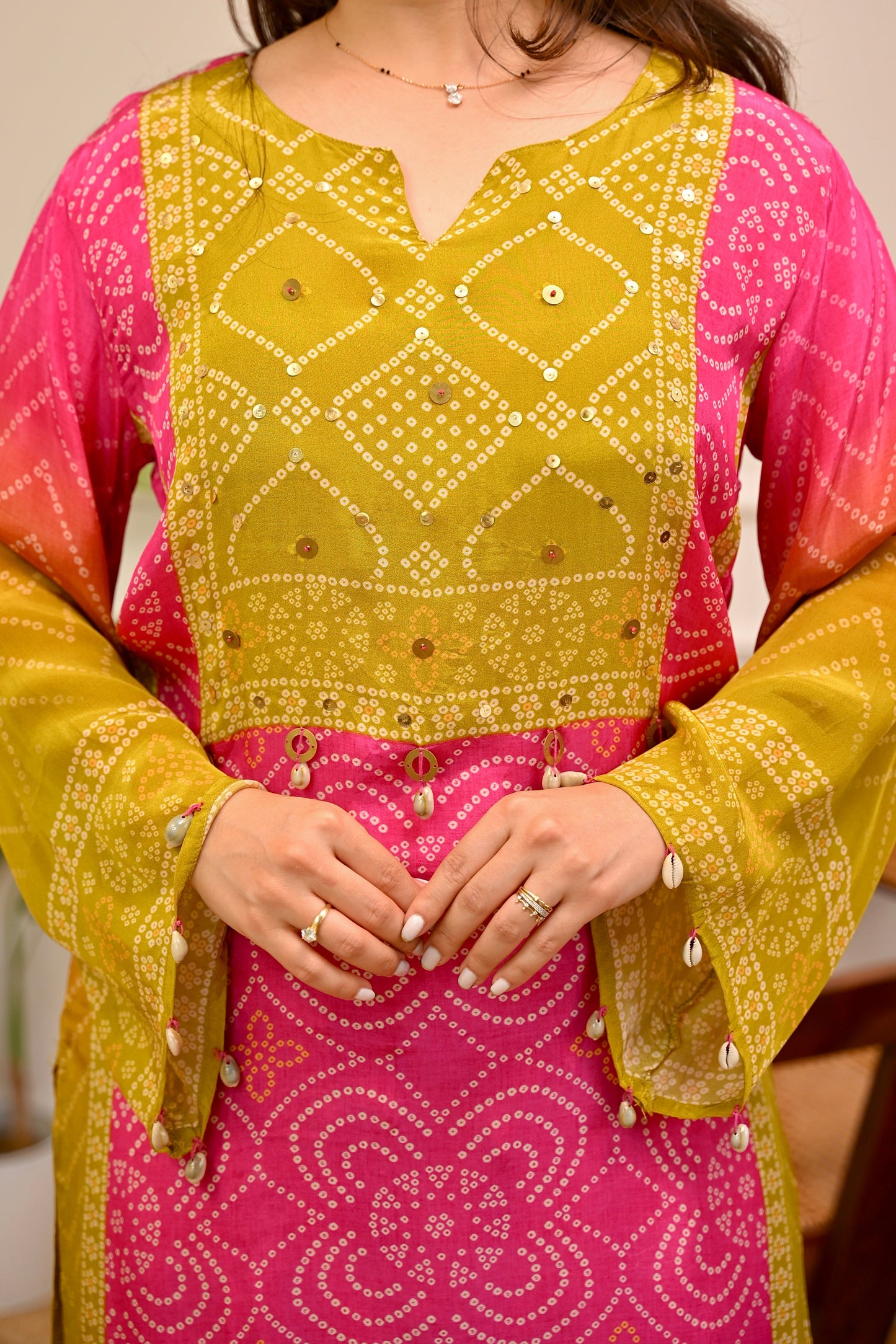 Gul Panna Bandhani Festive Crepe Co-ord