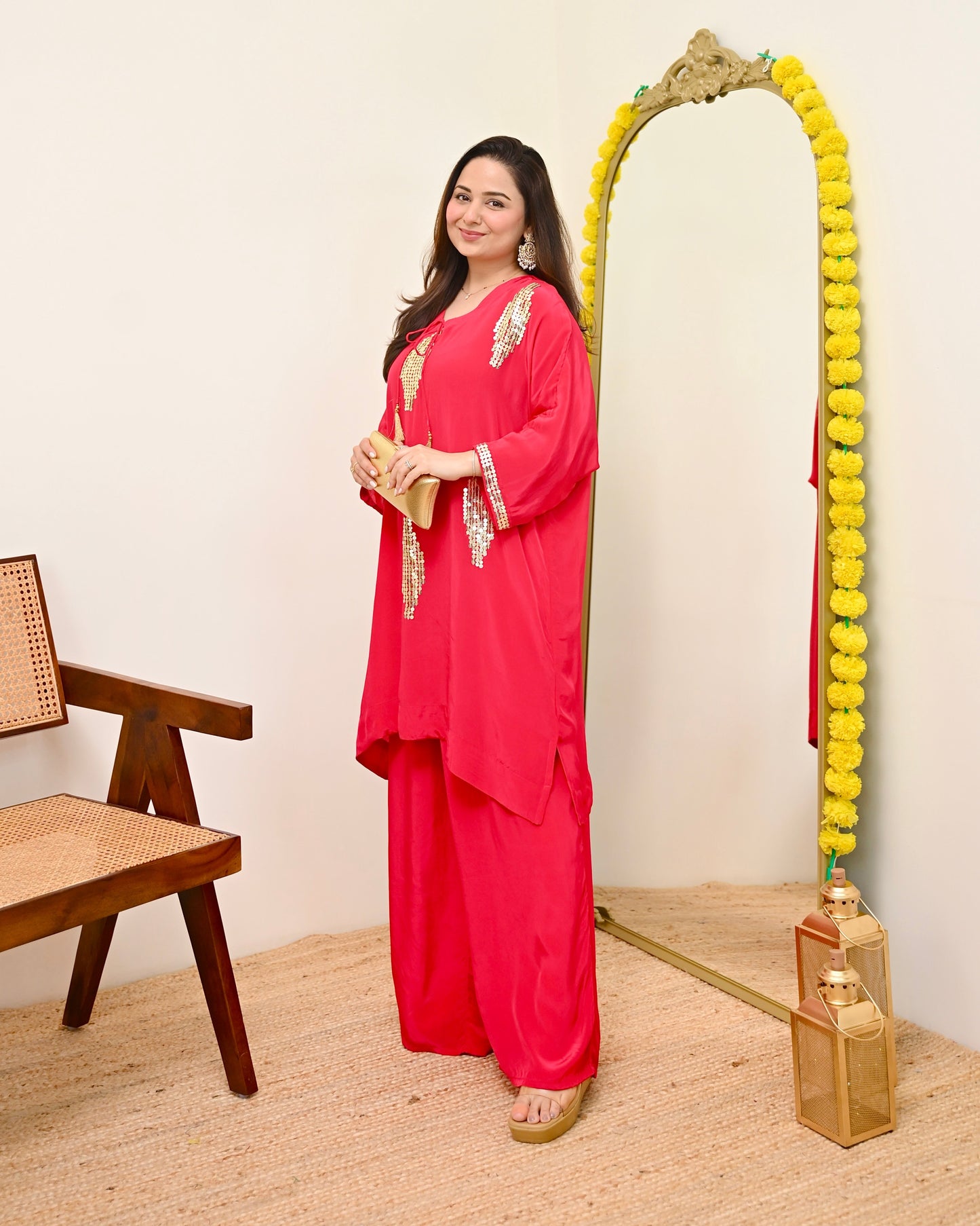 Zareen Rani Natural Crepe Handwork Festive Co-ord