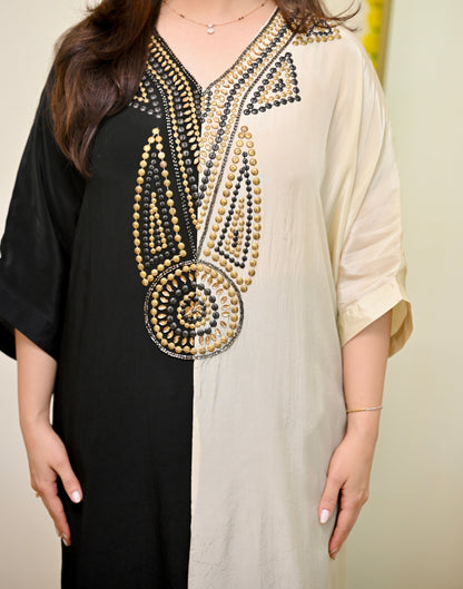 Black Ivory Natural Crepe Handwork Co-ord