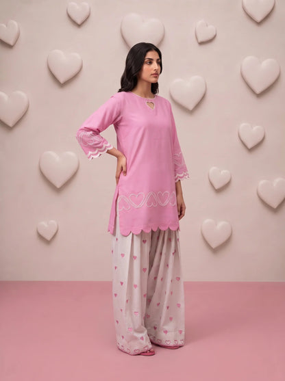 Rosalie Blush Heart Embroidered Kurta Set