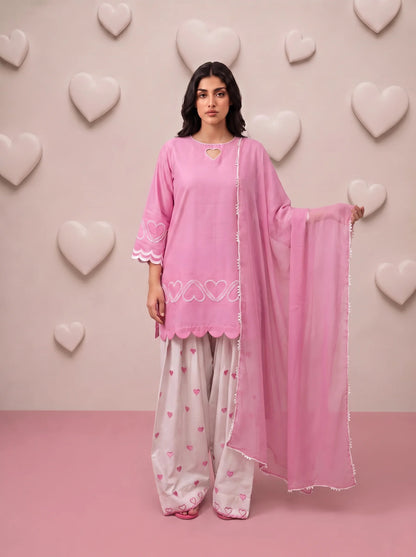Rosalie Blush Heart Embroidered Kurta Set