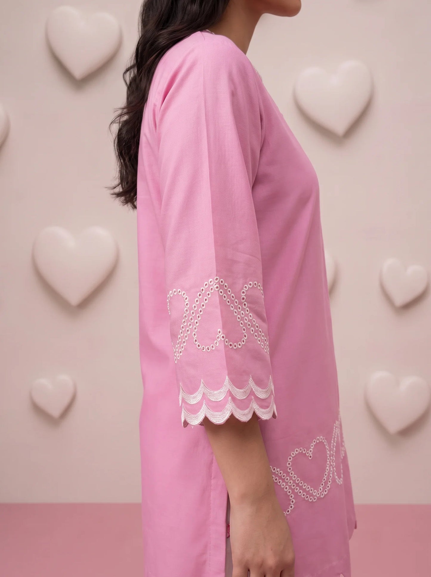 Rosalie Blush Heart Embroidered Kurta Set