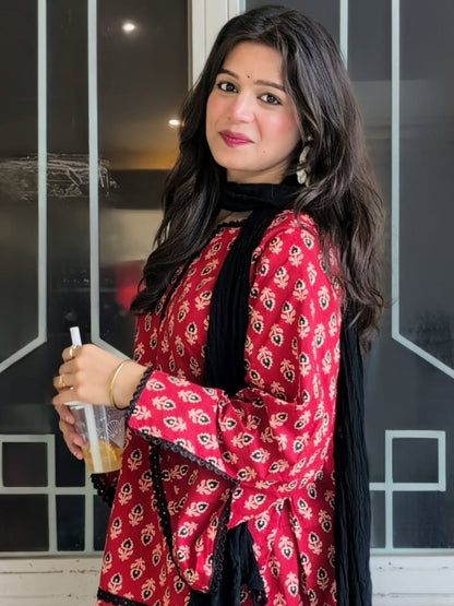 Meher Premium Cotton Printed Kurta Pant Dupatta Set