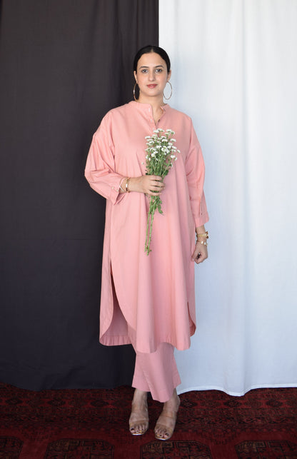 Coffee Pink Antifit Kurta with Placket