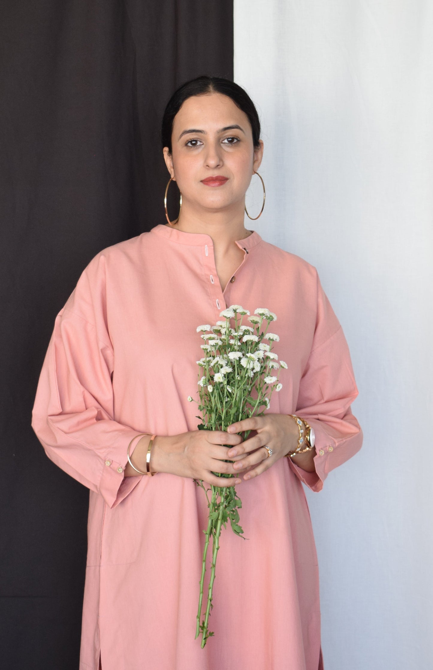 Coffee Pink Antifit Kurta with Placket