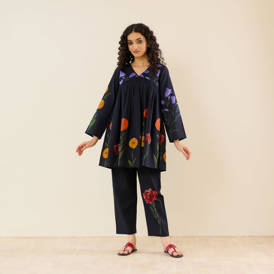At The Florist's Cotton Co-ord Set - Black