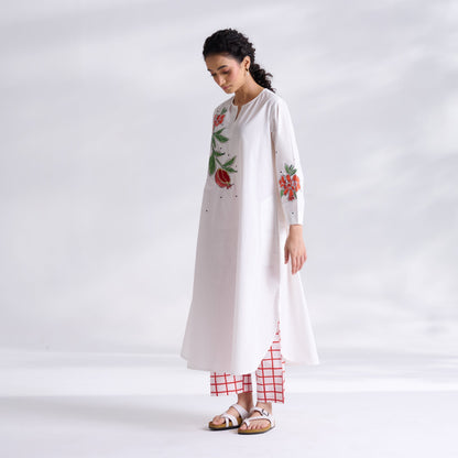 Anaar Patchwork Cotton Kurta Set - Peach