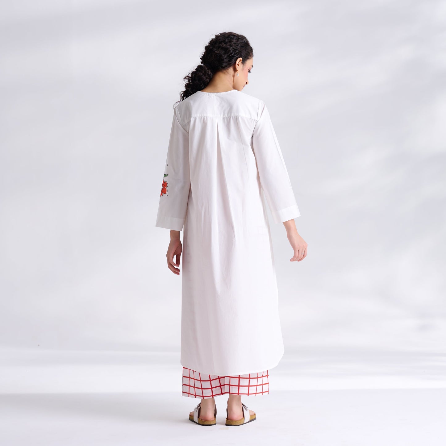 Anaar Patchwork Cotton Kurta Set - Peach