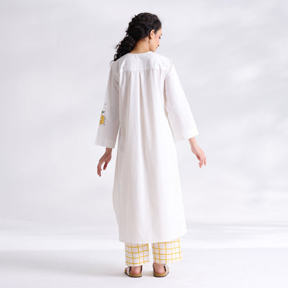 Anaar Patchwork Cotton Kurta Set - Yellow