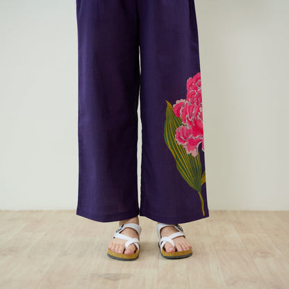 Belle Slub Cotton Kurta Set - Violet