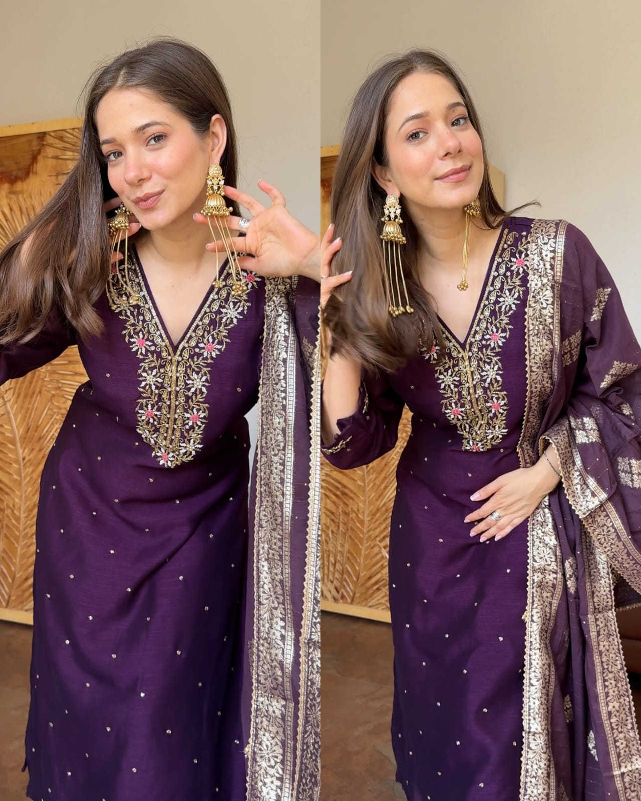 Vihana Premium Dola Silk Handwork Suit Set