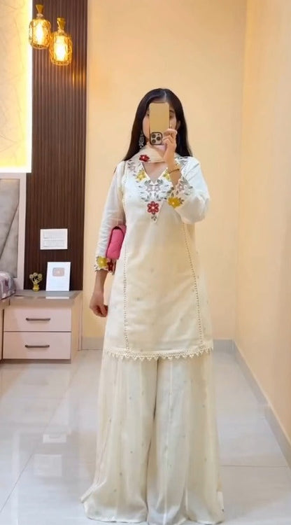 Noore Ivory Farshi Suit Set