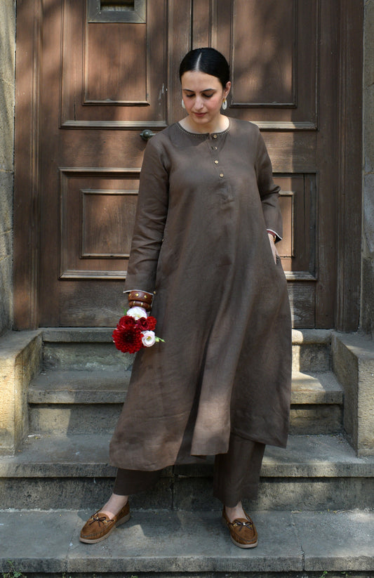 Walnut Brown Linen Co-ord Set