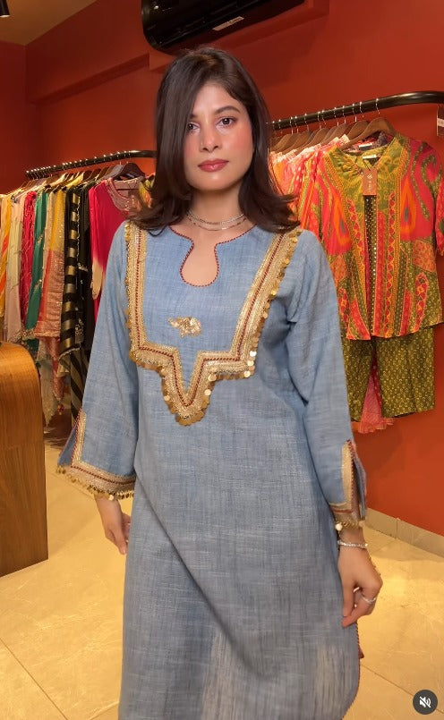 Aarvika Embroidered Straight Kurta Set