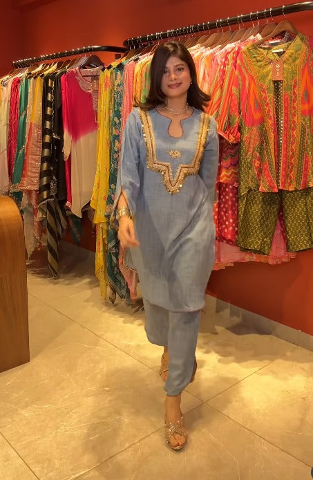 Aarvika Embroidered Straight Kurta Set