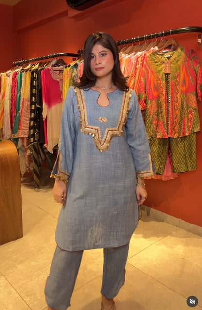 Aarvika Embroidered Straight Kurta Set