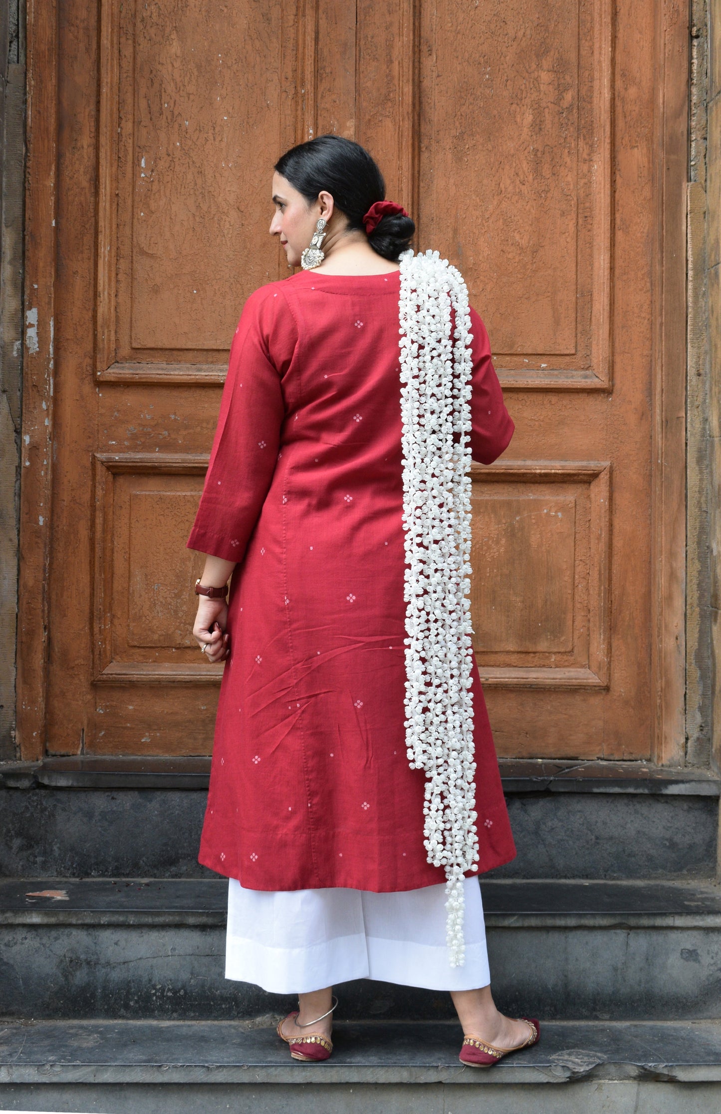 Maroon Jamdani Phiran