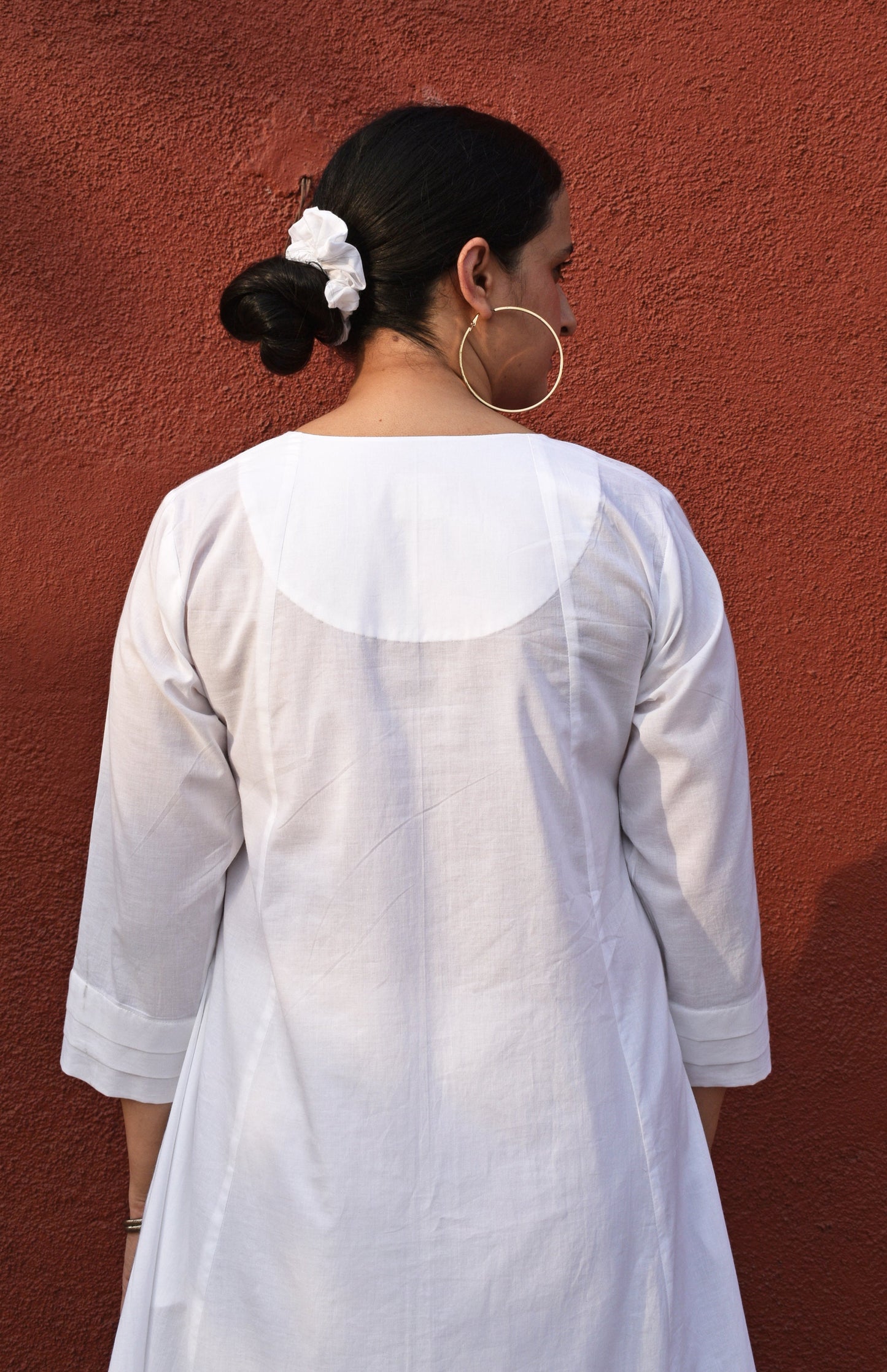 White A line Cotton Kurta with Panels and pajama